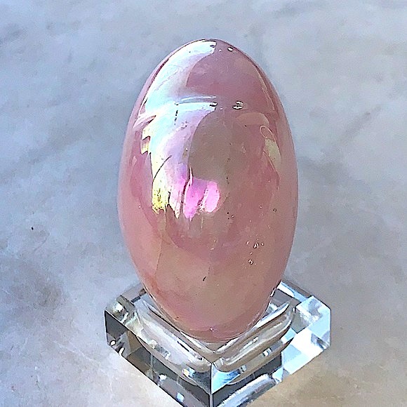 ROSE QUARTZ OPALESCENT HEART HEALING STONE NEW PUFFED - Picture 3 of 7